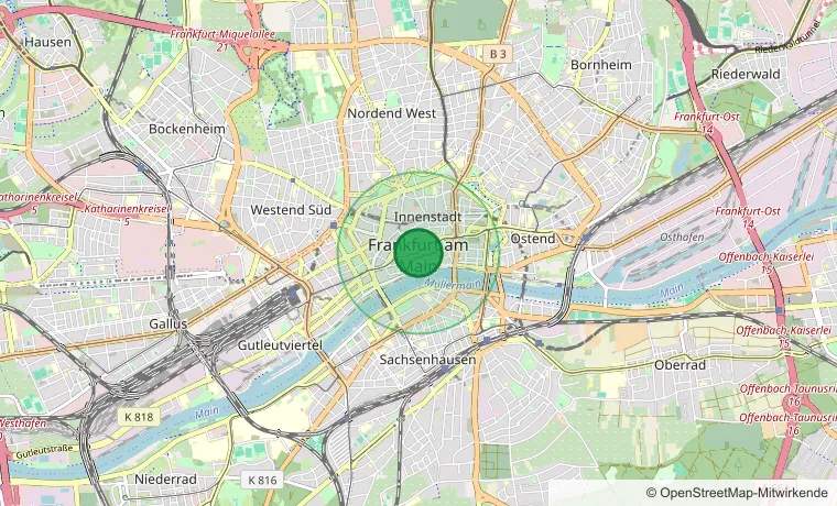 Karte: Standort Frankfurt am Main im Einsatzgebiet der Die Gärtner Profis
