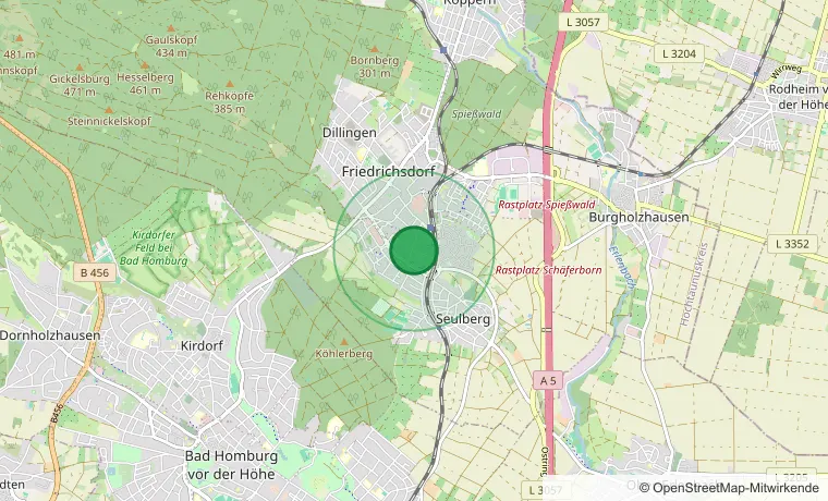 Karte: Standort Friedrichsdorf im Einsatzgebiet der Die Gärtner Profis