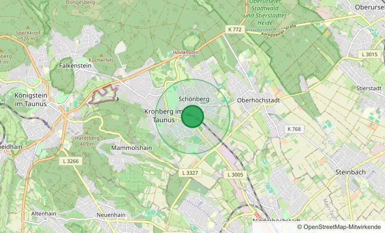 Karte: Standort Kronberg im Einsatzgebiet der Die Gärtner Profis